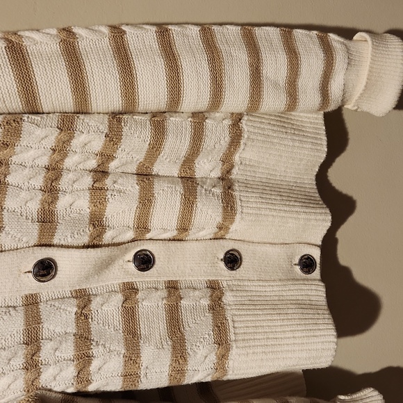 ❤️ TALBOTS CABLE KNIT COLLARED CARDIGAN SWEATER, STRIPE, LARGE - Picture 5 of 10